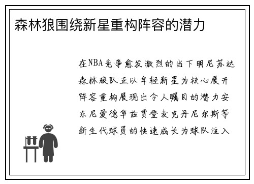 森林狼围绕新星重构阵容的潜力